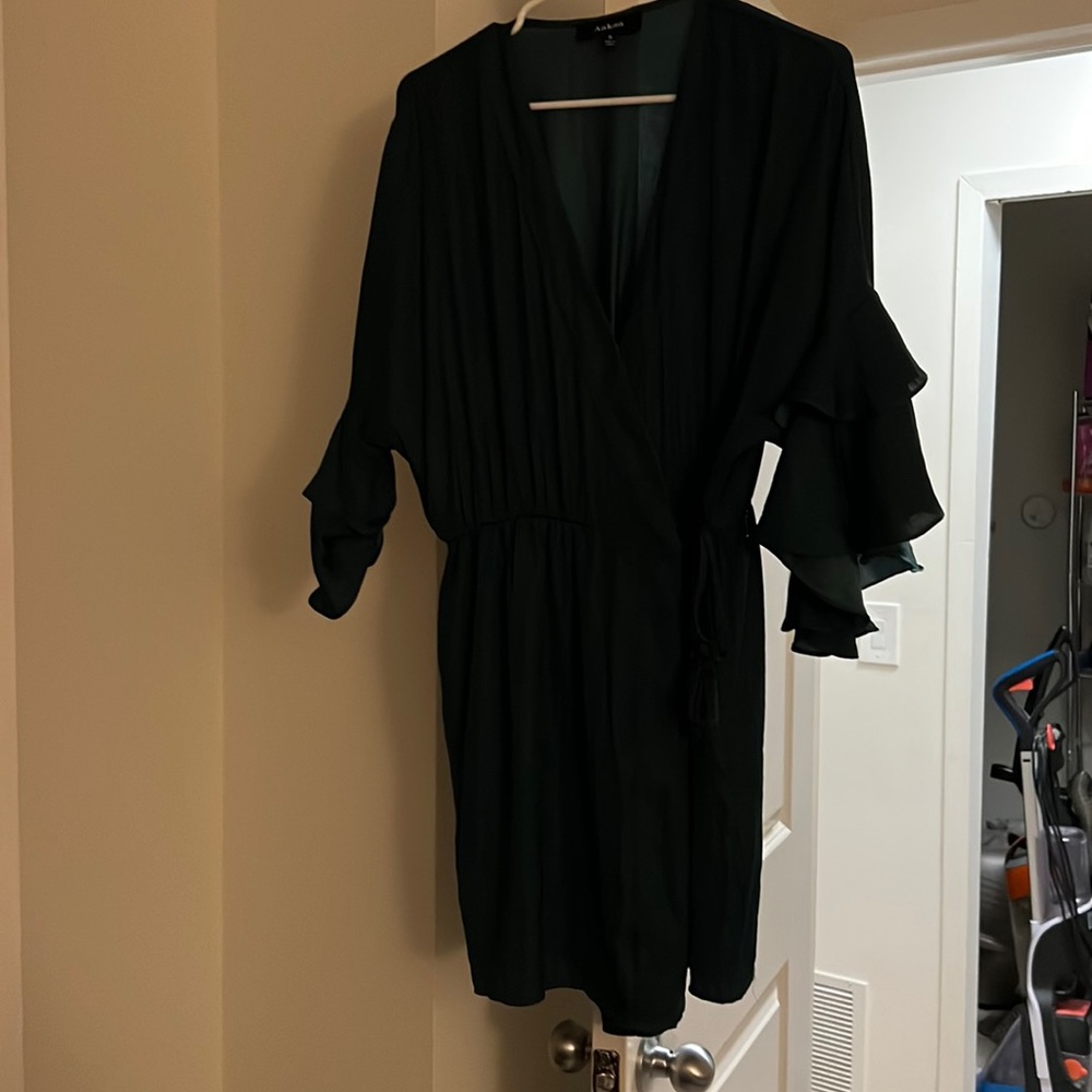 Aakaa Satin Wrap Mini Dress